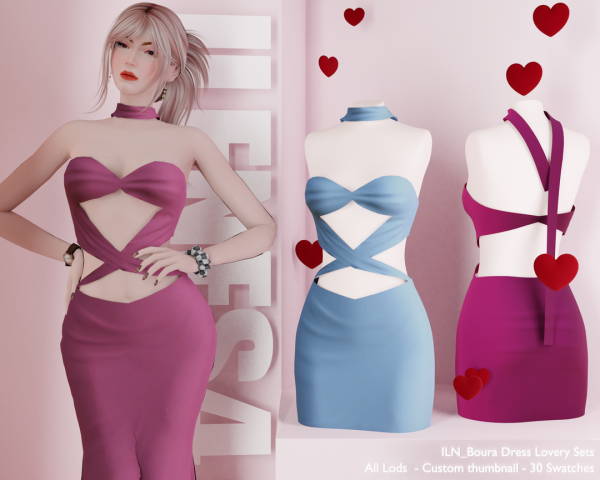 Alpha ILN Boura Dress by ilenes4 - The Sims 4 Custom Content