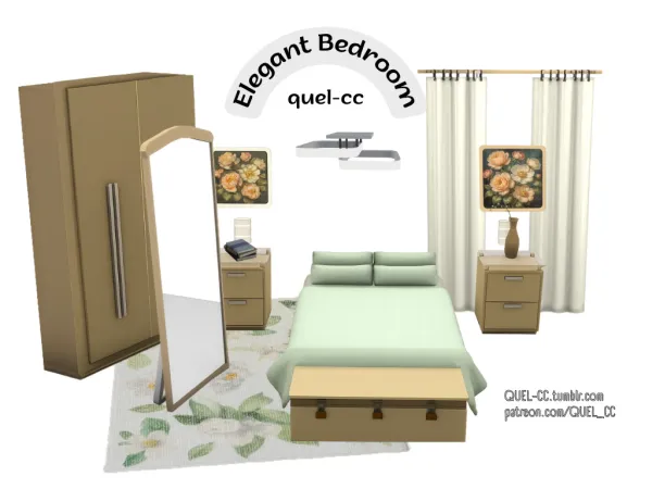 Maxis Match ELEGANT BEDROOM by simsfinds - The Sims 4 Custom Content