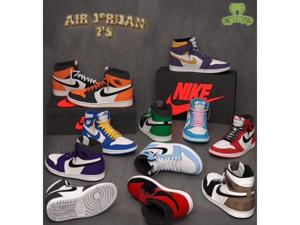Alpha Retro Jordan 1's Pack by SimLocker - The Sims 4 Custom Content