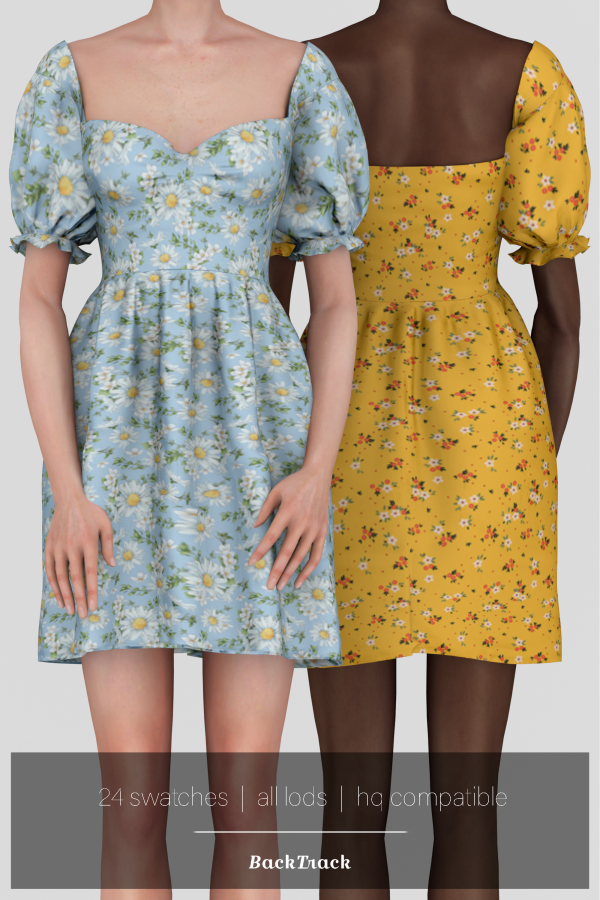 Alpha Linen Ruffle Sleeves Dress by simsfinds - The Sims 4 Custom Content