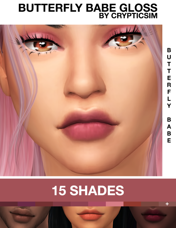 Maxis Match crypticsim BUTTERFLY BABE GLOSS by simsfinds - The Sims 4 Custom Content