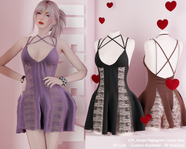 Alpha ILN Annya Nightgown by ilenes4 - The Sims 4 Custom Content