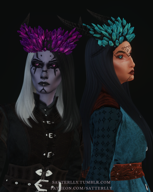 Maxis Match Baldurs Gate 3 Tiefling Horns with Crystals Eyes and Nails by simsfinds - The Sims 4 Custom Content