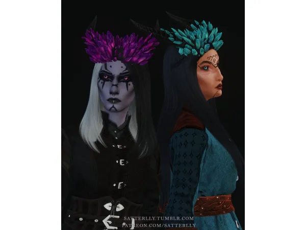 Baldur’s Gate 3 - Tiefling Horns with Crystals, Eyes and Nails by satterlly