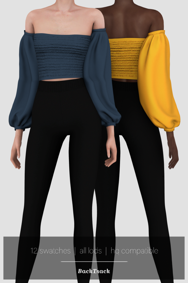 Alpha Ruched Tube Top with Long Sleeves by BackTrack - The Sims 4 Custom Content