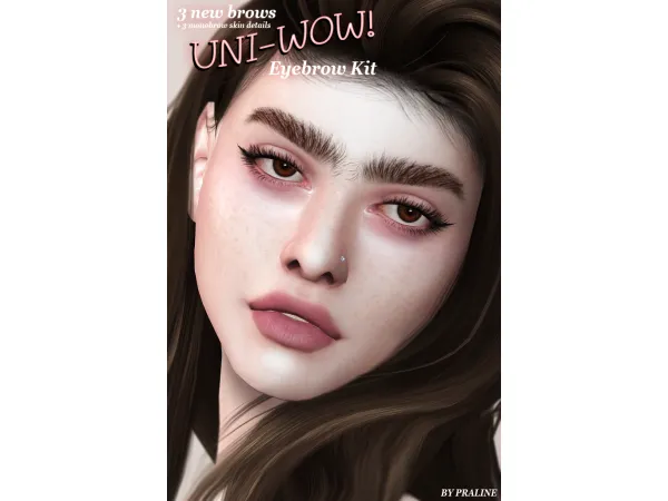 Alpha UNI WOW Eyebrow Kit by pralinesims Update - The Sims 4 Custom Content