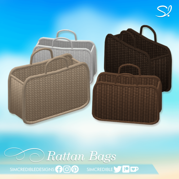 Alpha Rattan decor bags by simcredible - The Sims 4 Custom Content