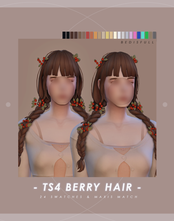 Maxis Match BED_TS4 FM MM Berry hair by simsfinds - The Sims 4 Custom Content
