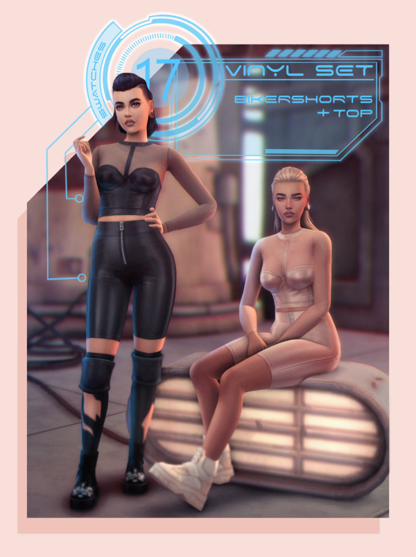 Maxis Match Vinyl Set (Bikershorts Top) by simsfinds - The Sims 4 Custom Content