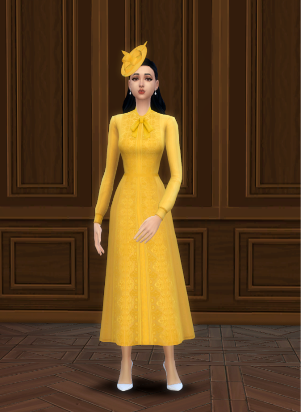Maxis Match Nadia dress and hat by simsfinds - The Sims 4 Custom Content