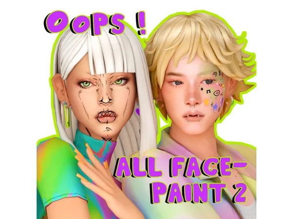 Maxis Match Oops All Facepaint 02 by wotunciba - The Sims 4 Custom Content
