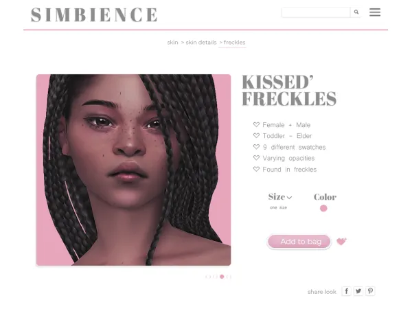 Maxis Match Kissed' Freckles by simbience - The Sims 4 Custom Content
