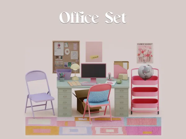Mix Office Set by simsfinds - The Sims 4 Custom Content