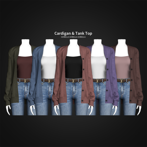 Alpha Cardigan Tank Top by simsfinds - The Sims 4 Custom Content