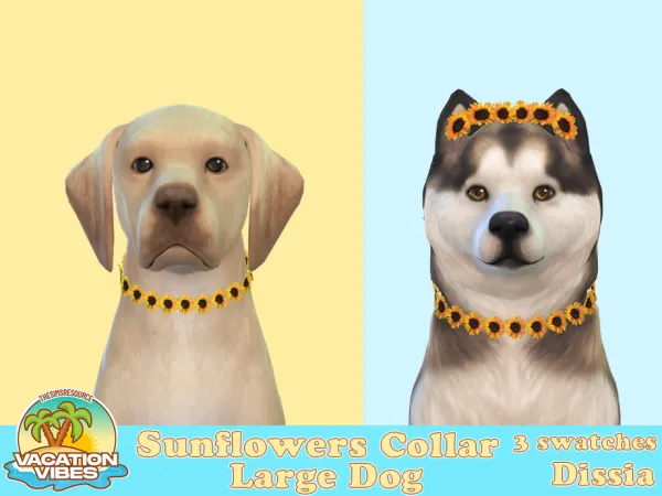 Maxis Match Sunflowers Collar Large Dogs by Dissia - The Sims 4 Custom Content