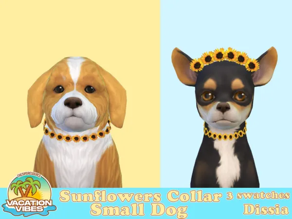 Maxis Match Sunflowers Collar Small Dogs by thesimsresource - The Sims 4 Custom Content