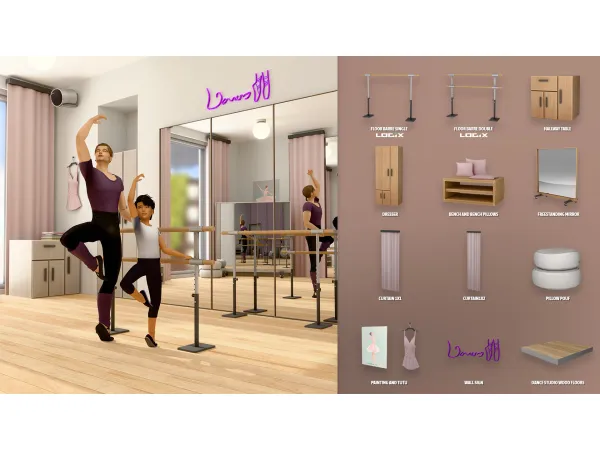 Maxis Match DANCE STUDIO 1 by modcollective - The Sims 4 Custom Content
