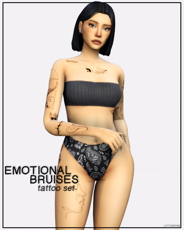 Mix Emotional Bruises Tattoo Set by lotuswhimcc - The Sims 4 Custom Content