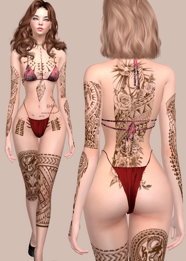 Mix Tattoos Body full by simsfinds - The Sims 4 Custom Content