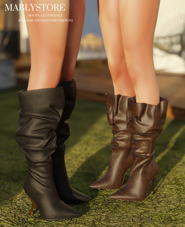 Alpha LEATHER BOOTS by simsfinds - The Sims 4 Custom Content