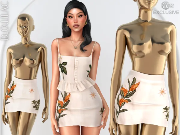 Alpha Embroidered Linen Top DO0917 by d-o-lilac - The Sims 4 Custom Content