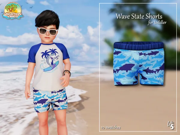 Alpha VacationVibes Wave State Shorts (toddler) by wisteriasims - The Sims 4 Custom Content