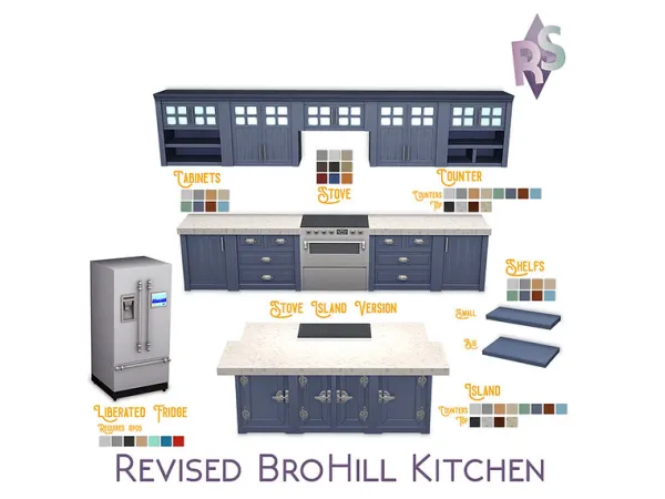 Maxis Match Revised BroHill Kitchen by renorasims - The Sims 4 Custom Content