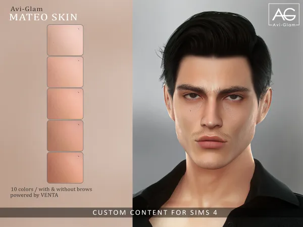 Alpha avi glam Mateo skin (gift) by bergdorfsims - The Sims 4 Custom Content