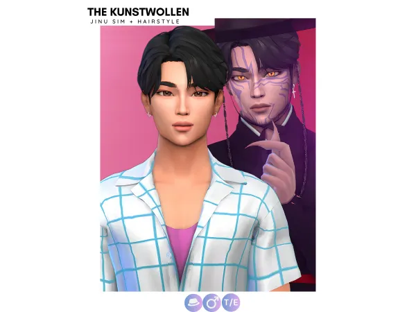 Maxis Match Kpop Demon Hunters Jinu sim hairstyle by thekunstwollen - The Sims 4 Custom Content