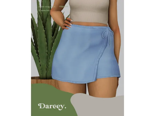 Maxis Match darcey denim wrap skort by ridgeport - The Sims 4 Custom Content