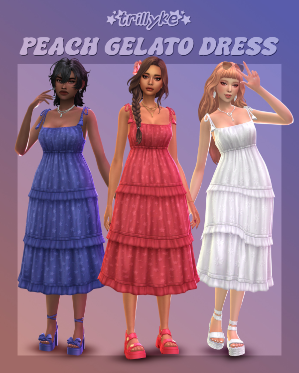 Maxis Match Peach Gelato Dress by simsfinds - The Sims 4 Custom Content