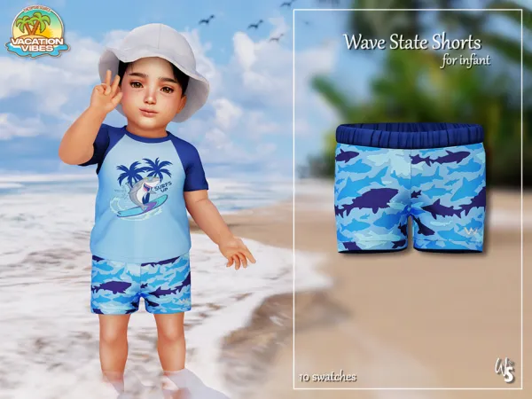 Alpha VacationVibes Wave State Shorts (infant) by wisteriasims - The Sims 4 Custom Content