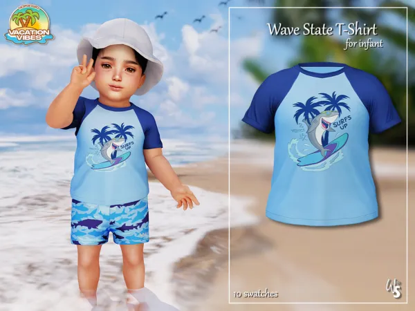 Alpha VacationVibes Wave State T Shirt (infant) by wisteriasims - The Sims 4 Custom Content