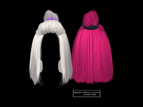 Alpha Ashley Hair with Scrunchie by phoenixsims4 - The Sims 4 custom content