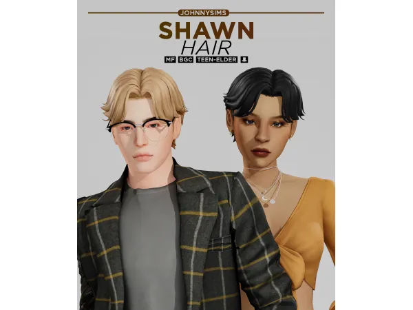 Maxis Match Shawn Hair by JohnnySims - The Sims 4 Custom Content