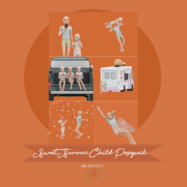 Mix Sweet Summer Child Posepack by melbennett - The Sims 4 Custom Content