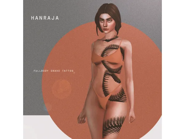Mix FULLBODY SNAKE TATTOO by hanraja - The Sims 4 Custom Content