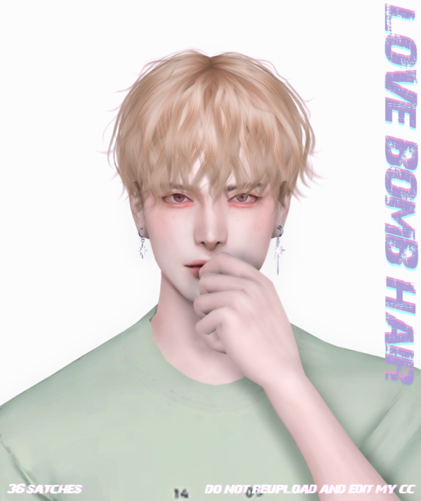 Alpha Love Bomb Hair by simsfinds - The Sims 4 Custom Content