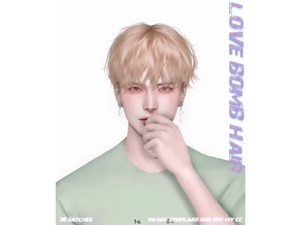 Alpha Love Bomb Hair by qorud16 - The Sims 4 Custom Content