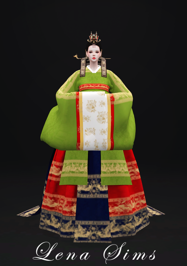 Alpha [Lena Sims] Wonsam (Korean Traditional Wedding Hanbok) by simsfinds - The Sims 4 Custom Content
