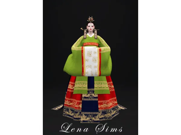 Alpha [Lena Sims] Wonsam (Korean Traditional Wedding Hanbok) - The Sims 4 Custom Content