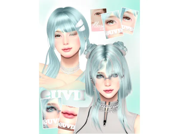 Alpha mintcore makeup pack by euvii - The Sims 4 Custom Content