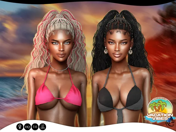 Alpha Vacation Vibes Dieula Hairstyle - The Sims 4 Custom Content