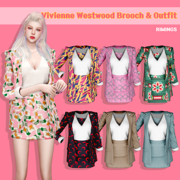 Alpha [RIMINGS] Vivienne Westwood Brooch Outfit by simsfinds - The Sims 4 Custom Content