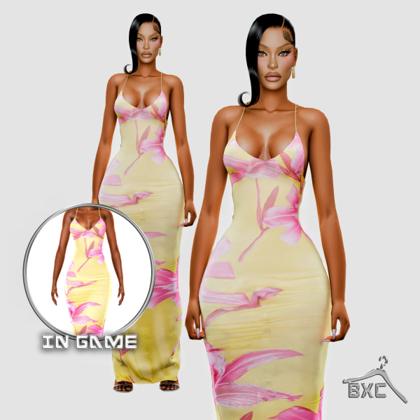 Alpha KELLY FLORAL MAXI DRESS by simsfinds - The Sims 4 Custom Content