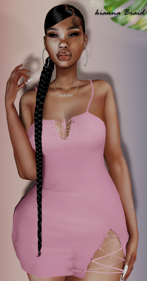 Alpha Kianna long Heart Braid by simsfinds - The Sims 4 Custom Content
