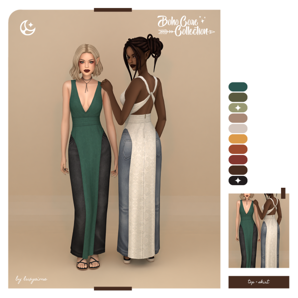 Maxis Match Top + Skirt Boho Core Collection by luxysims - The Sims 4 custom content