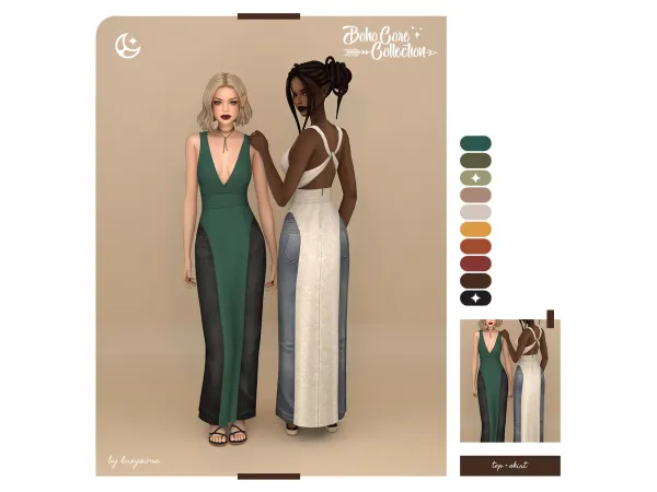 Maxis Match Top Skirt Boho Core Collection - The Sims 4 Custom Content