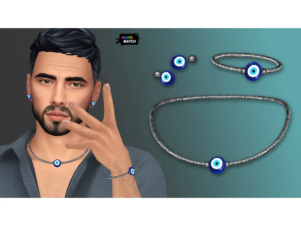 Maxis Match EVIL EYE CERAMIC JEWELRY SET by modcollective - The Sims 4 Custom Content