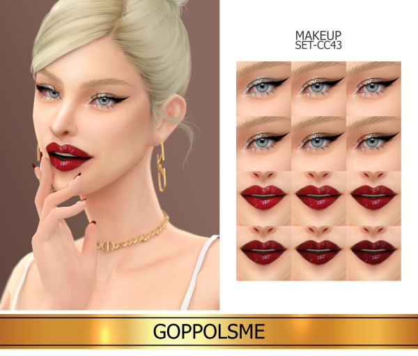 Alpha GPME GOLD MAKEUP SET CC43 by simsfinds - The Sims 4 Custom Content